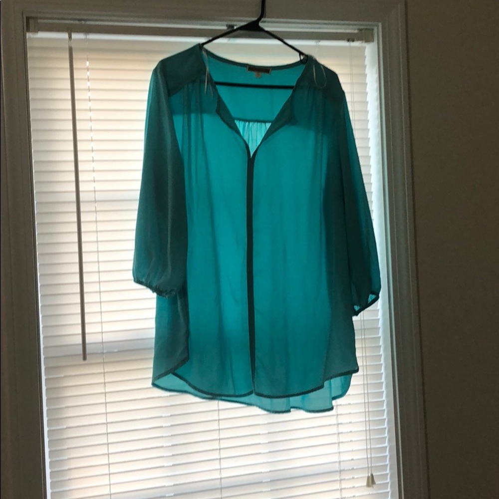 Tiffany blue colored sheer top